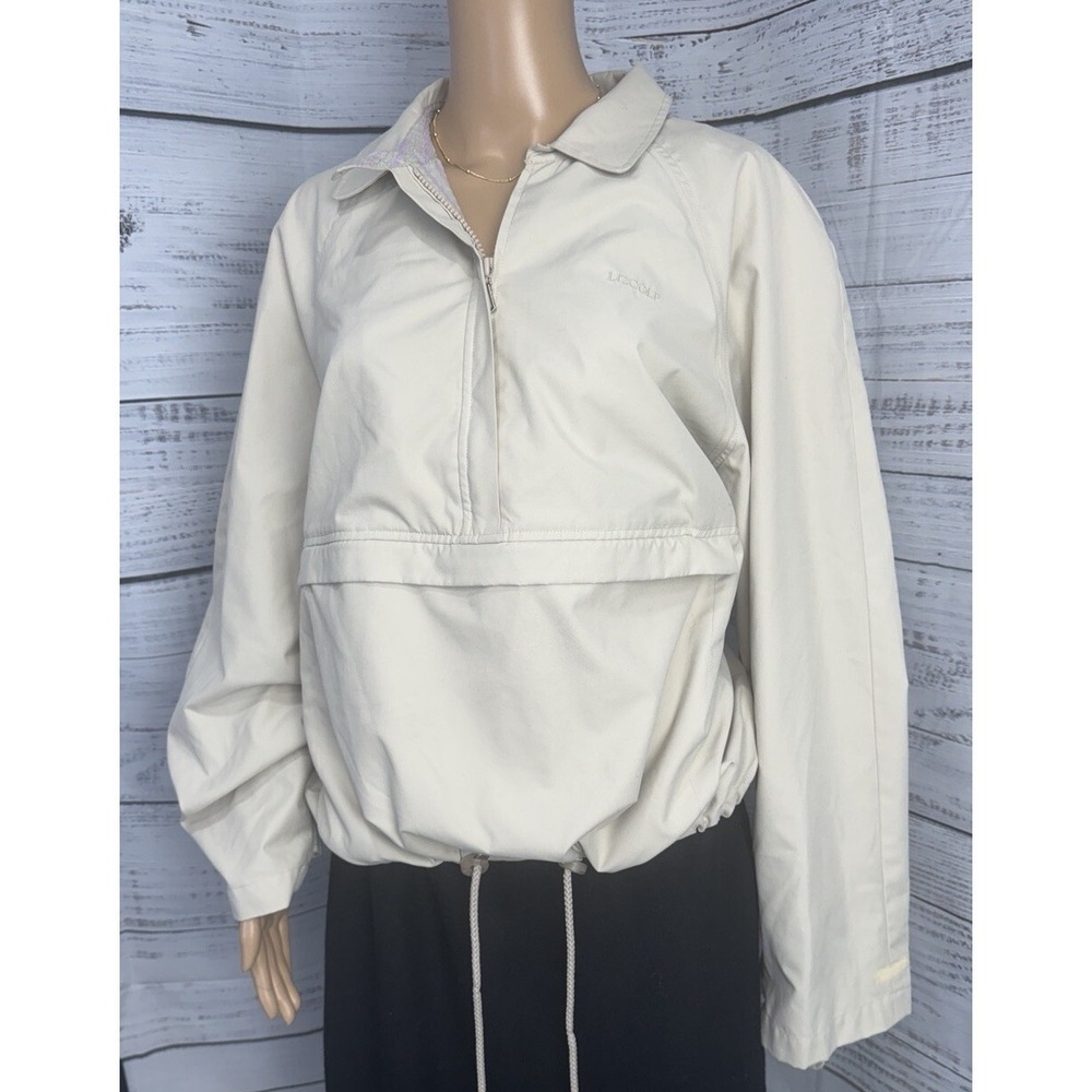 VTG LizGolf‎ Liz Claiborne Tan Pullover Golf Windbreaker Jacket Rain Coat Sz L